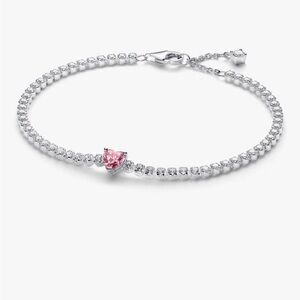 Pink Pandora Sparkling Hearts Tennis Bracelet